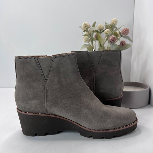 Vionic Hazal Wedge Ankle Boots Zip Up Stone Suede Arch Support Women 9.5 NWOB - Picture 7 of 10